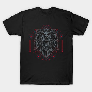 dark lion sacred geometry T-Shirt